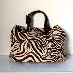 Club Monaco Safari Zebra Print Canvas Satchel